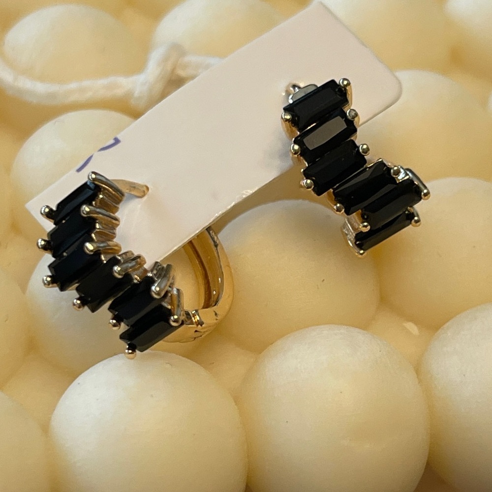 Black 14K Gold Plated Earrings - Picture 2 of 8